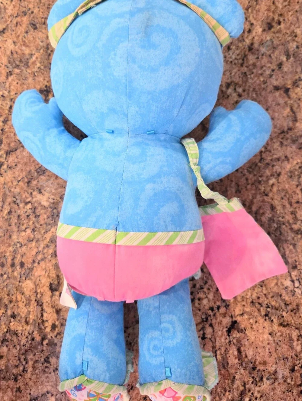JAKKS Vintage 2005 Doodle Bear Plush Blue Pink Stuffed Teddy Bear Blue